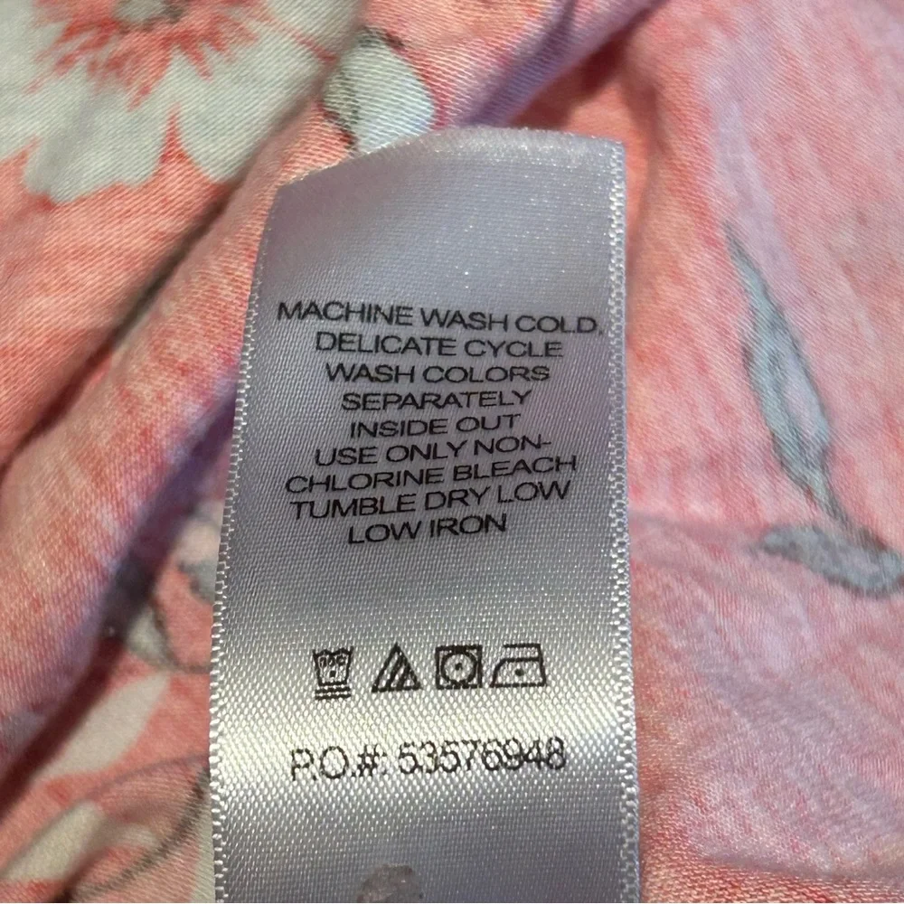 Woman‎ Within Red Floral Pleated Blouse Top Size 14/16 3/4 Sleeve Cottagecore - Picture 9 of 9